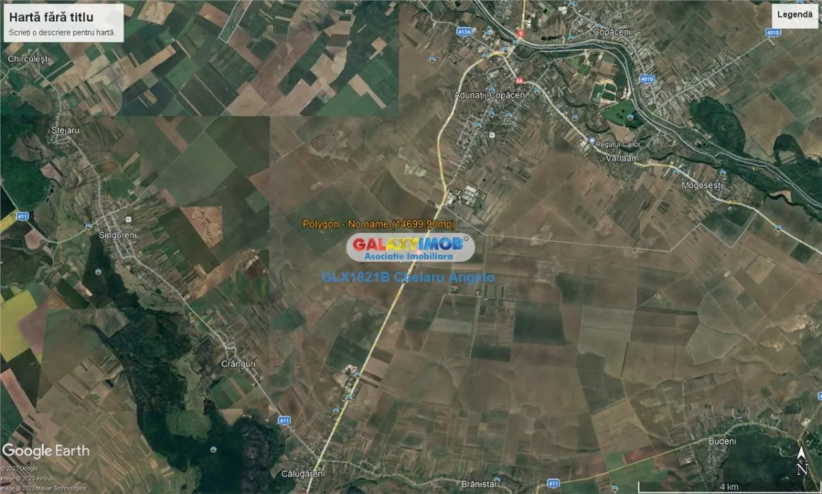 Adunatii Copaceni teren intravilan  14700 mp,deschidere 62m - foto 1