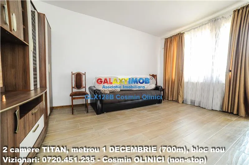 INCHIRIERE 2 camere TITAN, metrou 1 DECEMBRIE (700m), bloc nou - foto 3
