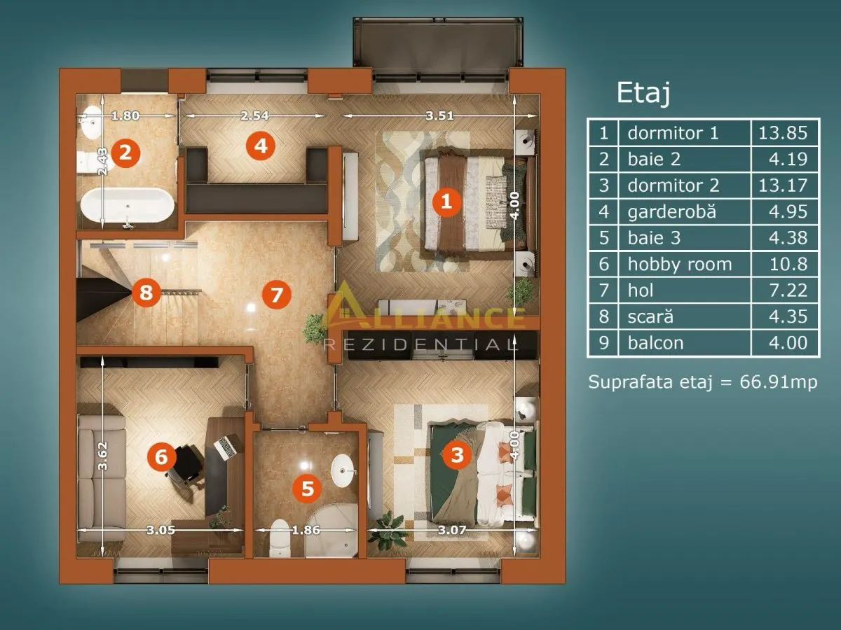 [ULTIMA UNITATE] Vila P+1+M cu 5 camere - 4 bai - foto 12