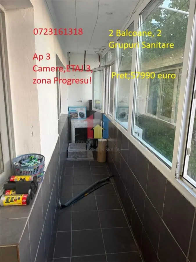 Ap 3 camere, conf 1 decomandat, Progresu, etaj 3, bucatarie mobilata - foto 1
