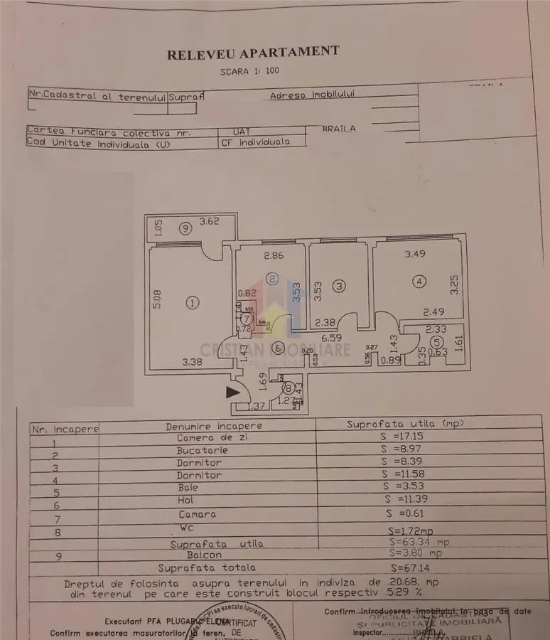 3 camere DECOMANDAT, 67 mp, 2 bai, Viziru 1 - Pistruiatu - foto 9