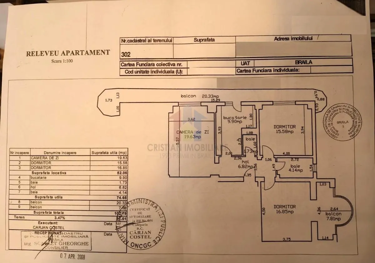 SUPER SPATIOS 3 camere, 103MP ,  bloc cu lift, Buzaului - foto 1