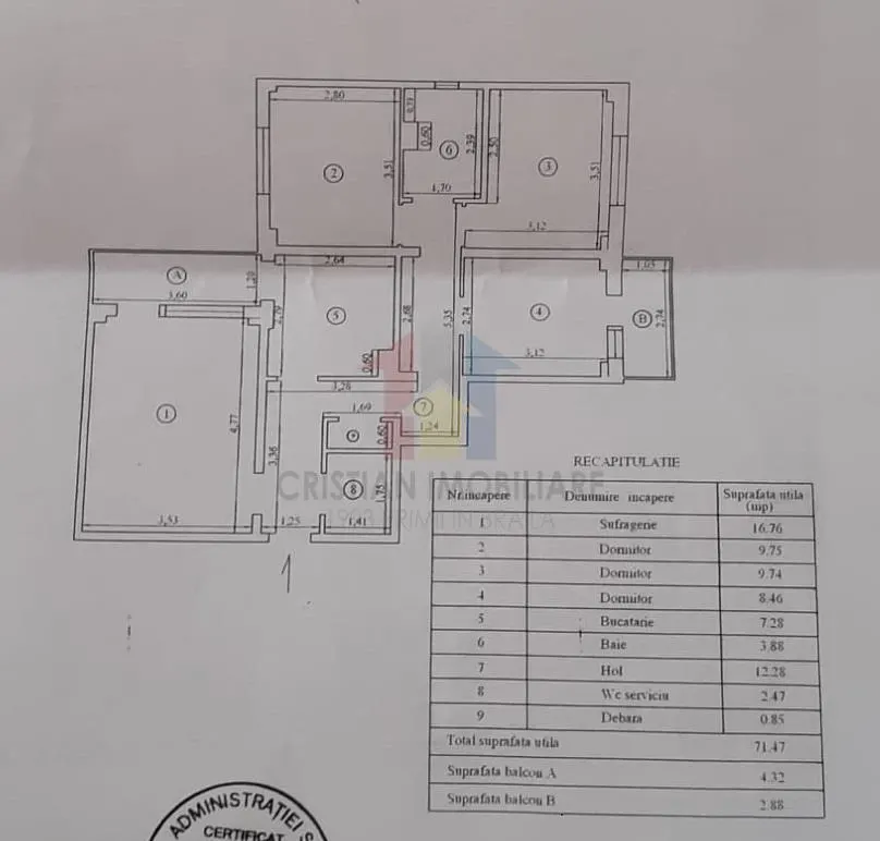 AP 4 camere, Plantelor, Confort 1 decomandat - 80 mp - foto 12