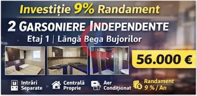 Investiție sigura , 2 garsoniere independente ,Etaj 1  lângă Bega Bujorilor - Timisoara