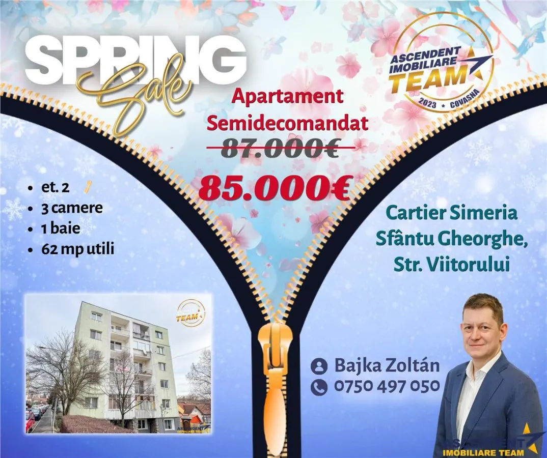 3D& FILM! Apartament 3 camere,etaj 2, areal apreciabil, Simeria,Sfantu Gheorghe - foto 1