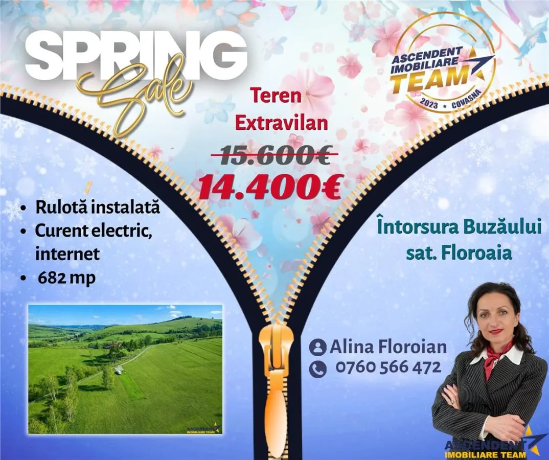 FILM! Teren extravilan 682 mp + rulota, Floroaia, Intorsura Buzaului - foto 1