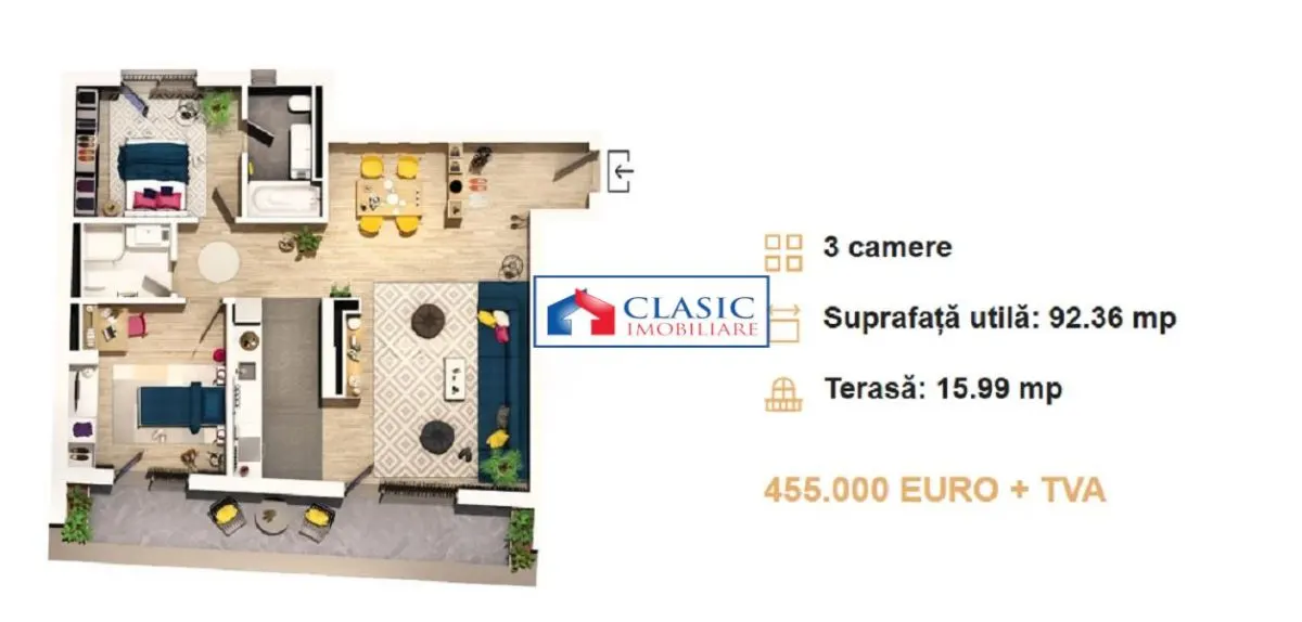 Vanzare apartament 3 camere bloc nou locatie de exceptie zona Centrala- Parcul Central - foto 1