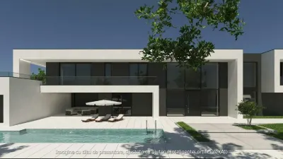 Casa de lux moderna cu 12 camere si piscina - Design minimalist inspirat din Miami | 1167 mp utili pe teren de 4000 mp - Tunari