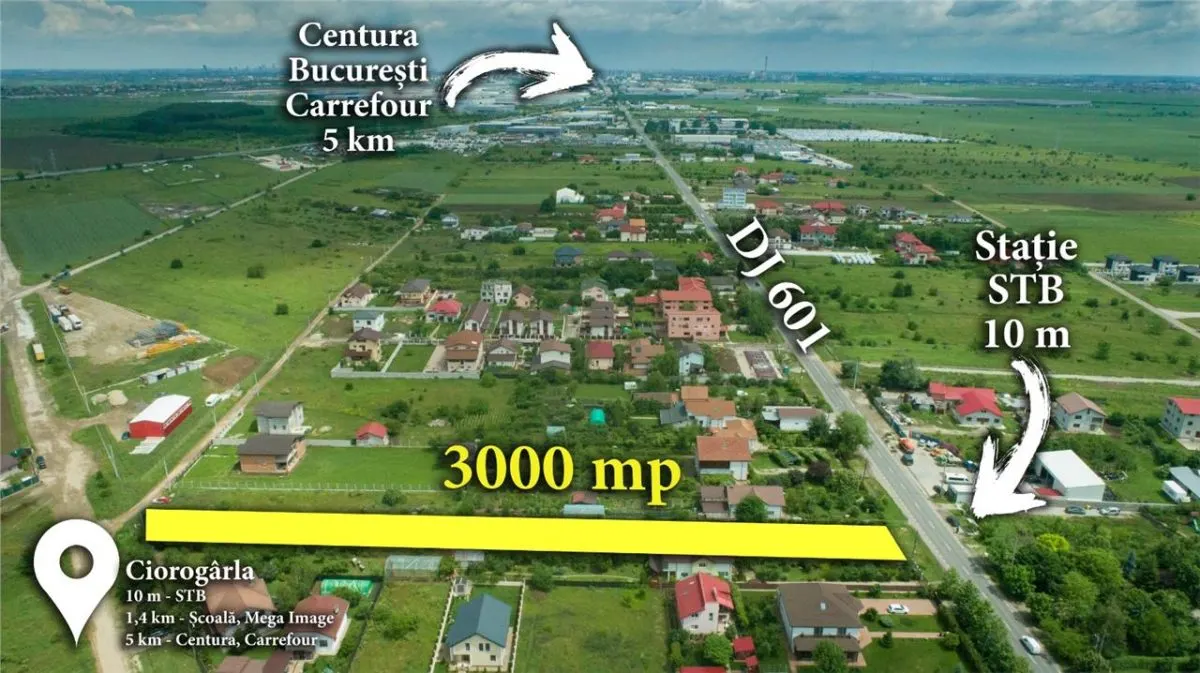 3,000 sqm Development Land with Full Utilities, 10 Minutes from Bucharest - foto 2